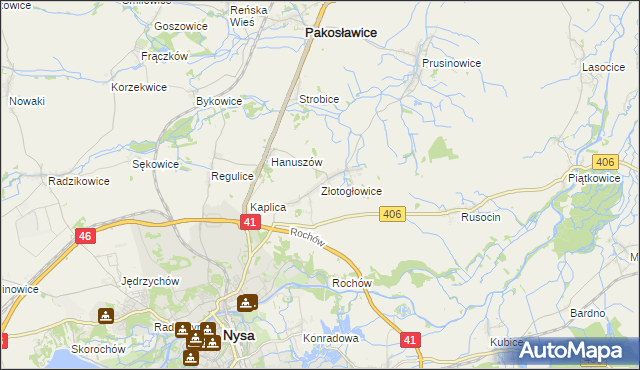 mapa Złotogłowice, Złotogłowice na mapie Targeo