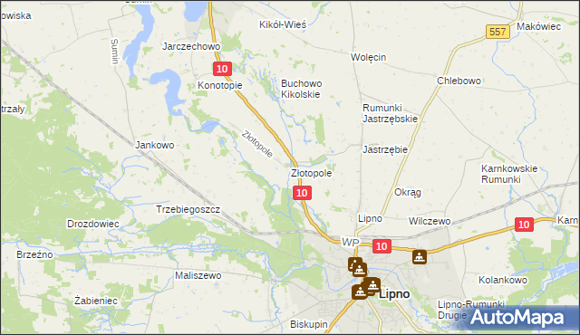 mapa Złotopole gmina Lipno, Złotopole gmina Lipno na mapie Targeo