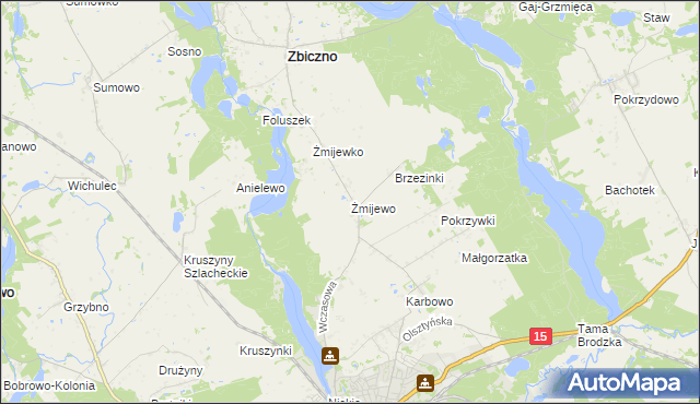 mapa Żmijewo gmina Zbiczno, Żmijewo gmina Zbiczno na mapie Targeo