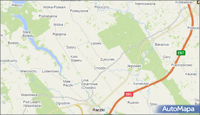 mapa Żubrynek, Żubrynek na mapie Targeo