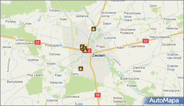 mapa Zwoleń, Zwoleń na mapie Targeo