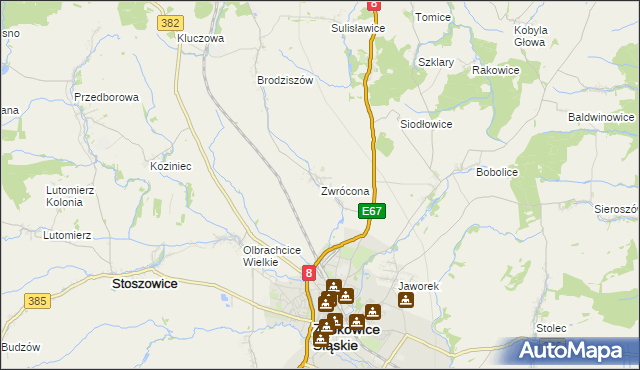 mapa Zwrócona, Zwrócona na mapie Targeo