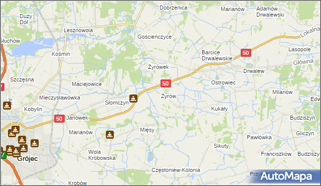 mapa Żyrów, Żyrów na mapie Targeo