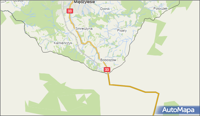 mapa Boboszów, Boboszów na mapie Targeo