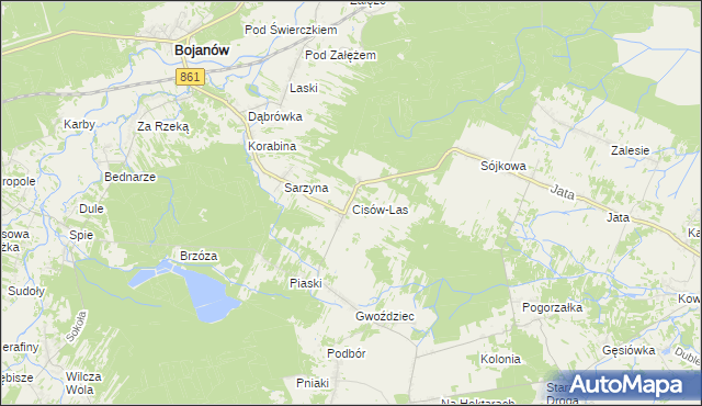 mapa Cisów-Las, Cisów-Las na mapie Targeo