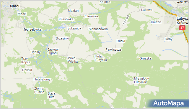 mapa Huta Lubycka, Huta Lubycka na mapie Targeo