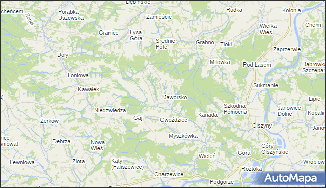 mapa Jaworsko, Jaworsko na mapie Targeo