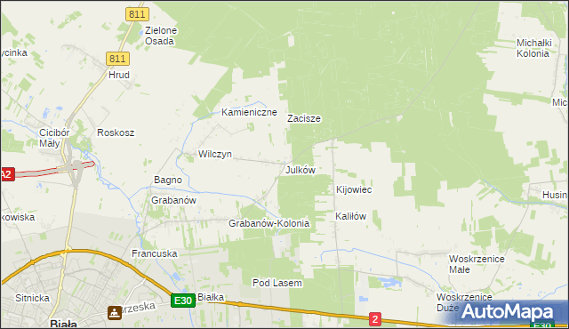 mapa Julków gmina Biała Podlaska, Julków gmina Biała Podlaska na mapie Targeo