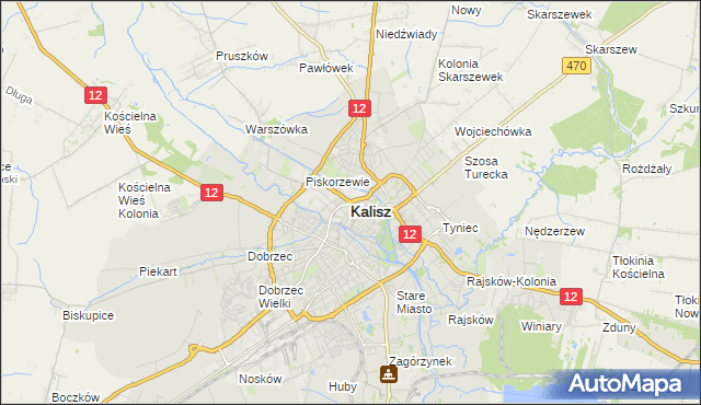 mapa Kalisza, Kalisz na mapie Targeo