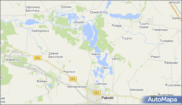 mapa Mielno gmina Pakość, Mielno gmina Pakość na mapie Targeo