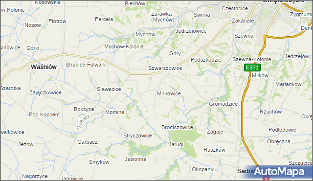 mapa Mirkowice gmina Bodzechów, Mirkowice gmina Bodzechów na mapie Targeo