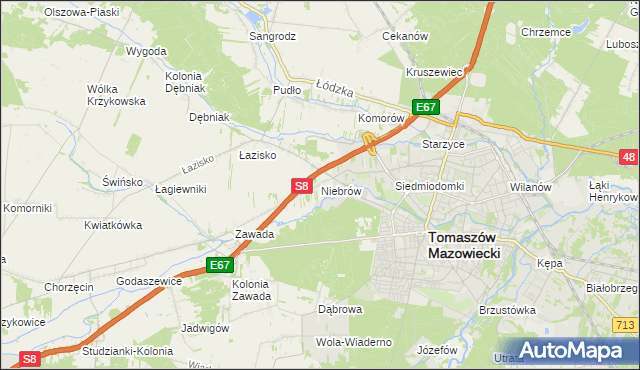 mapa Niebrów, Niebrów na mapie Targeo