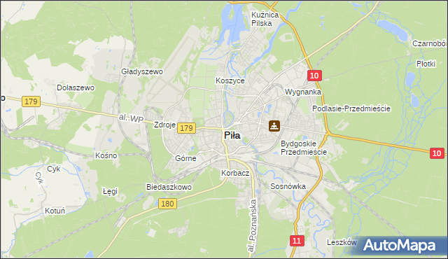 mapa Piły, Piła na mapie Targeo