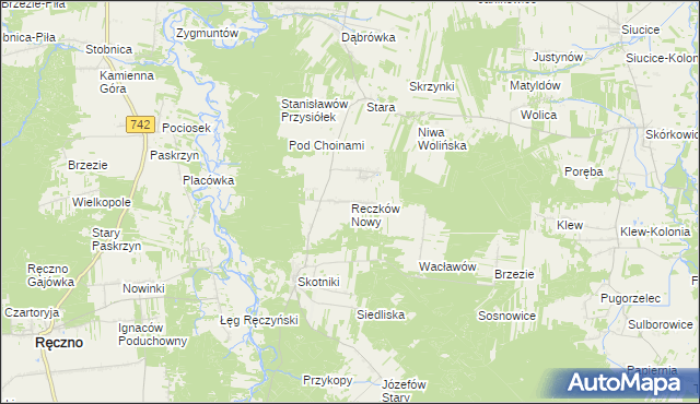 mapa Reczków Nowy, Reczków Nowy na mapie Targeo