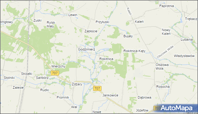 mapa Rokitnica gmina Nowe Miasto nad Pilicą, Rokitnica gmina Nowe Miasto nad Pilicą na mapie Targeo