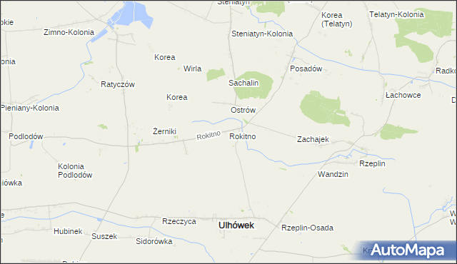 mapa Rokitno gmina Ulhówek, Rokitno gmina Ulhówek na mapie Targeo