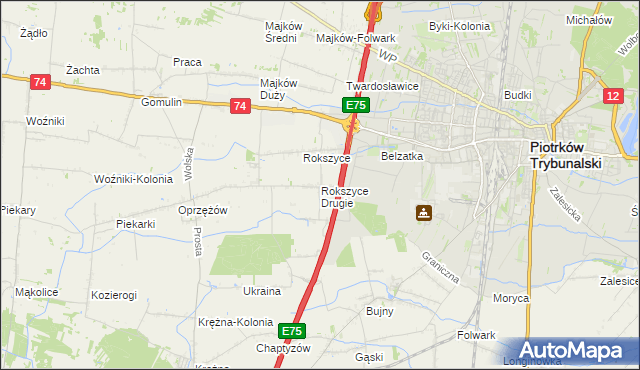 mapa Rokszyce Drugie, Rokszyce Drugie na mapie Targeo