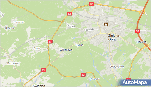 mapa Rybno gmina Świdnica, Rybno gmina Świdnica na mapie Targeo