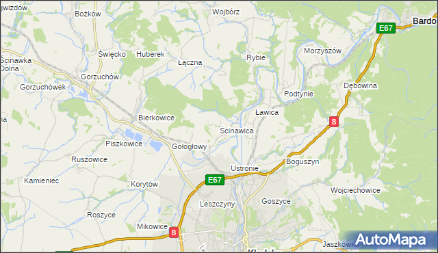 mapa Ścinawica, Ścinawica na mapie Targeo