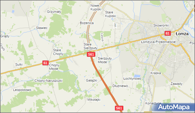 mapa Sierzputy Młode, Sierzputy Młode na mapie Targeo