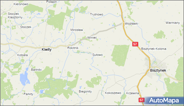 mapa Sułowo gmina Bisztynek, Sułowo gmina Bisztynek na mapie Targeo