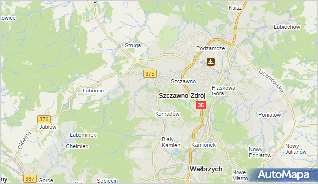 mapa Szczawno-Zdrój, Szczawno-Zdrój na mapie Targeo