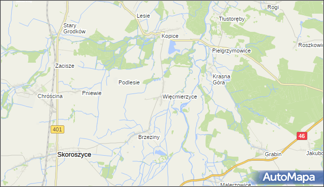 mapa Więcmierzyce, Więcmierzyce na mapie Targeo