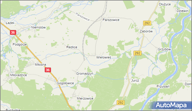 mapa Wielowieś gmina Ścinawa, Wielowieś gmina Ścinawa na mapie Targeo