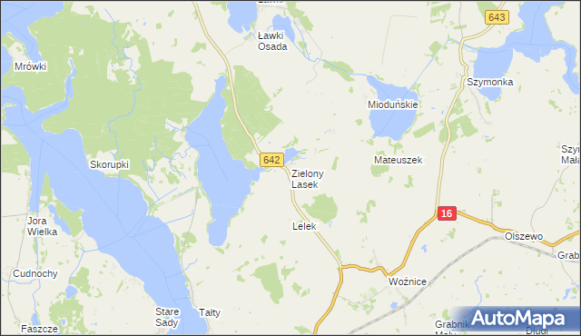mapa Zielony Lasek gmina Ryn, Zielony Lasek gmina Ryn na mapie Targeo