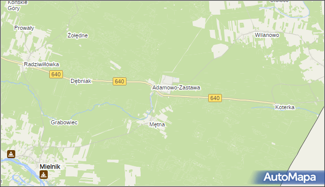 mapa Adamowo gmina Mielnik, Adamowo gmina Mielnik na mapie Targeo