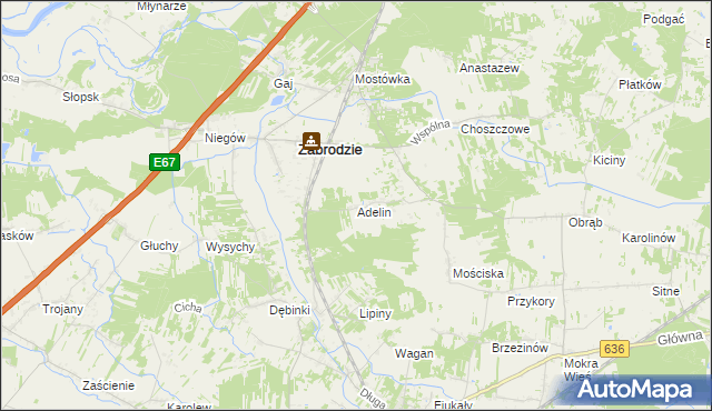 mapa Adelin gmina Zabrodzie, Adelin gmina Zabrodzie na mapie Targeo