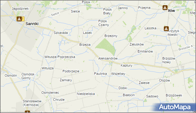 mapa Aleksandrów gmina Iłów, Aleksandrów gmina Iłów na mapie Targeo