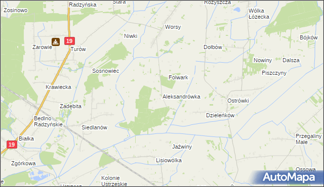 mapa Aleksandrówka gmina Drelów, Aleksandrówka gmina Drelów na mapie Targeo