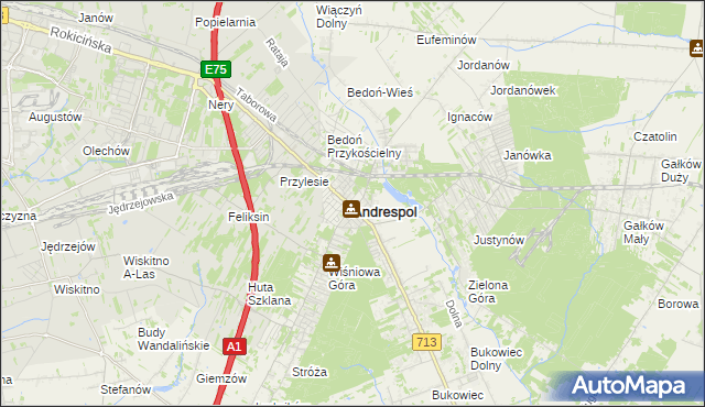 mapa Andrespol, Andrespol na mapie Targeo