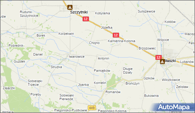 mapa Antonin gmina Szczytniki, Antonin gmina Szczytniki na mapie Targeo