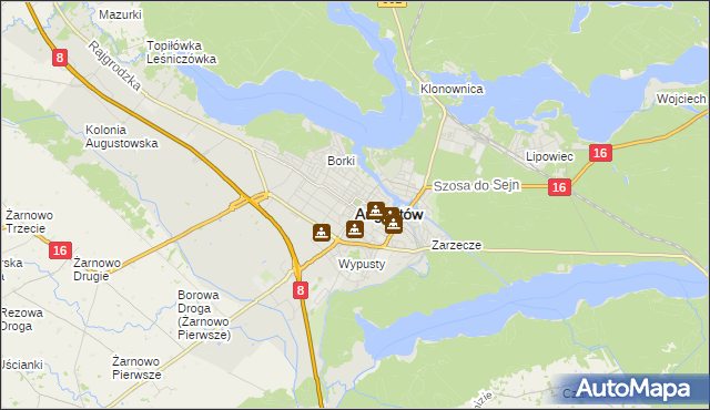 mapa Augustów, Augustów na mapie Targeo