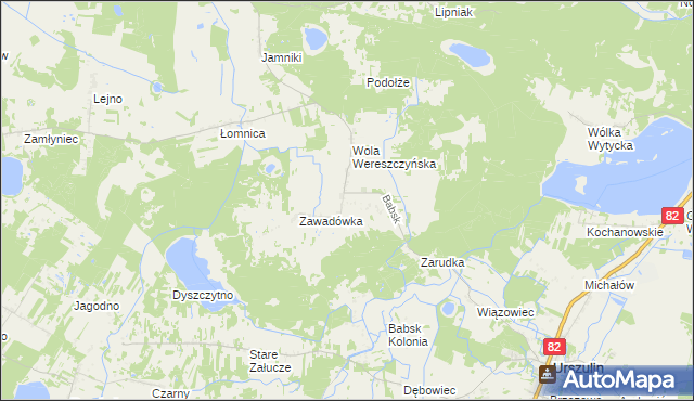 mapa Babsk gmina Urszulin, Babsk gmina Urszulin na mapie Targeo