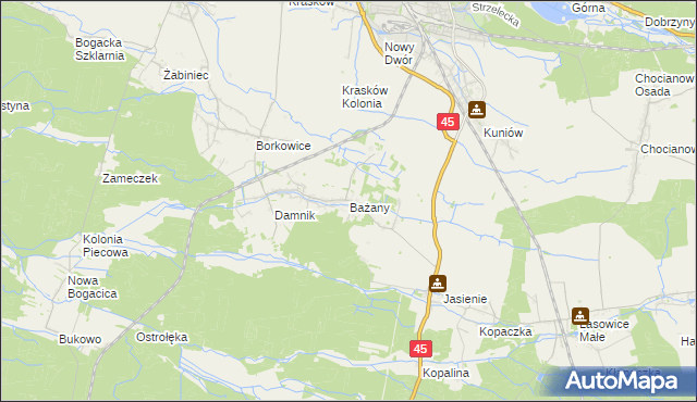 mapa Bażany, Bażany na mapie Targeo