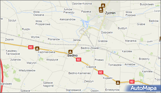 mapa Bedlno-Żbiwiec, Bedlno-Żbiwiec na mapie Targeo