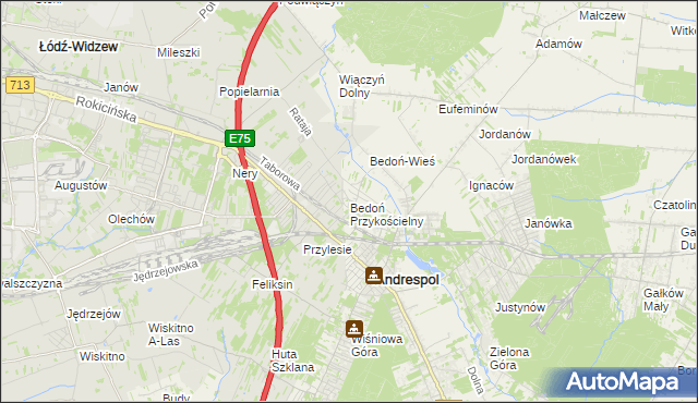 mapa Bedoń Przykościelny, Bedoń Przykościelny na mapie Targeo