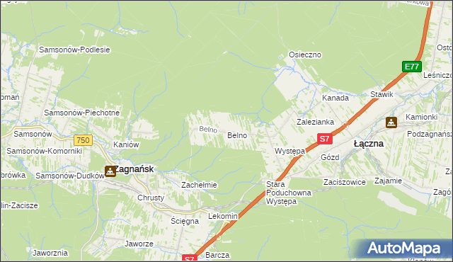 mapa Belno gmina Zagnańsk, Belno gmina Zagnańsk na mapie Targeo