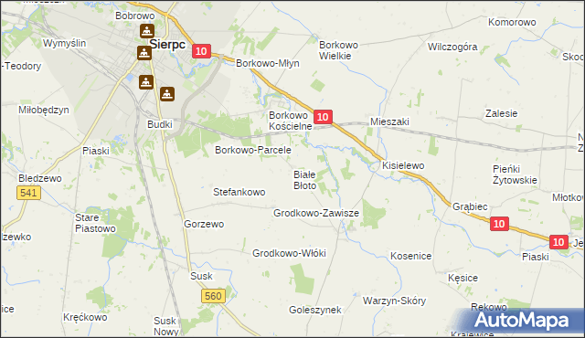 mapa Białe Błoto gmina Sierpc, Białe Błoto gmina Sierpc na mapie Targeo