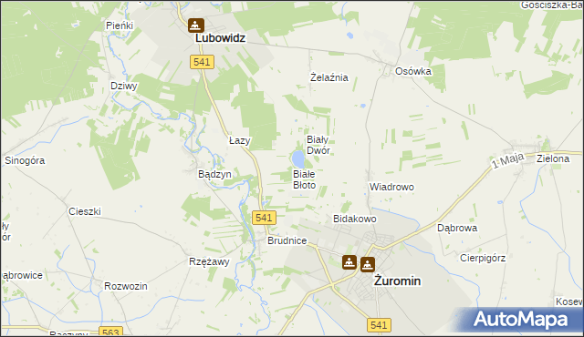 mapa Białe Błoto gmina Żuromin, Białe Błoto gmina Żuromin na mapie Targeo