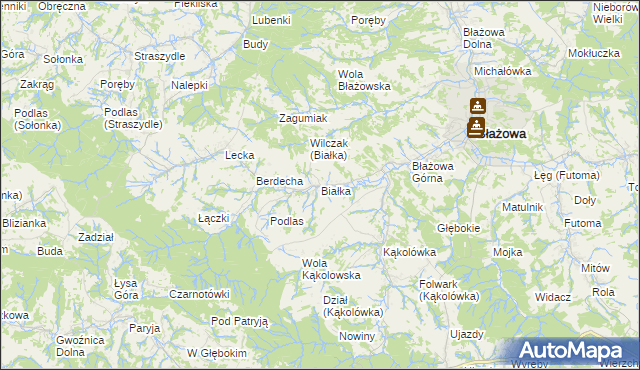 mapa Białka gmina Błażowa, Białka gmina Błażowa na mapie Targeo