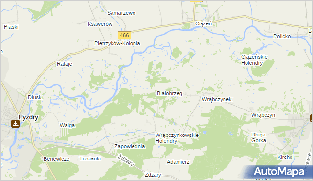 mapa Białobrzeg gmina Pyzdry, Białobrzeg gmina Pyzdry na mapie Targeo