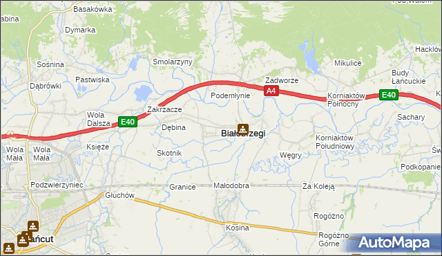 mapa Białobrzegi powiat łańcucki, Białobrzegi powiat łańcucki na mapie Targeo