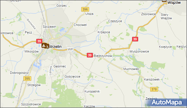 mapa Biedrzychów gmina Strzelin, Biedrzychów gmina Strzelin na mapie Targeo