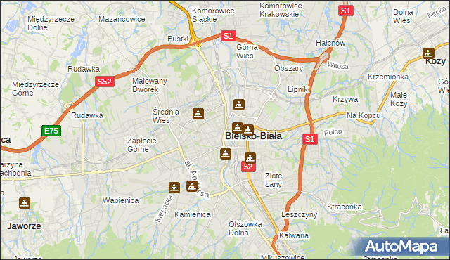 mapa Bielsko-Białej, Bielsko-Biała na mapie Targeo