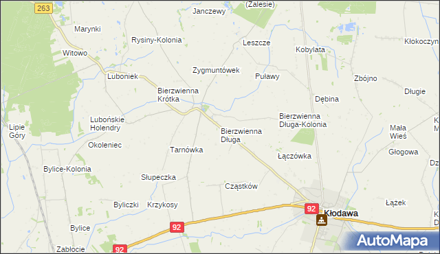 mapa Bierzwienna Długa, Bierzwienna Długa na mapie Targeo