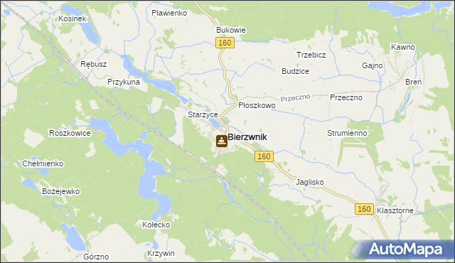 mapa Bierzwnik, Bierzwnik na mapie Targeo